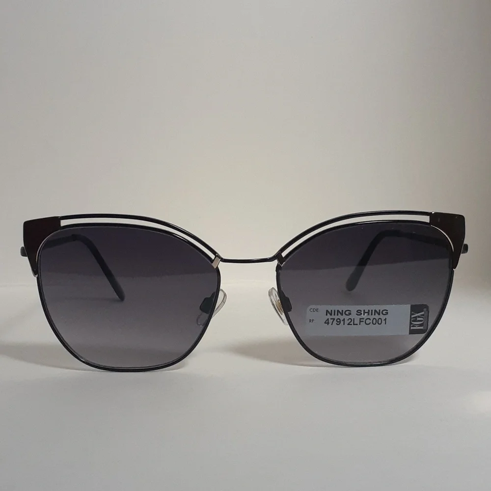 FGX Foster Grant Ning Shing Women Sunglasses Black Gold Frame NWT